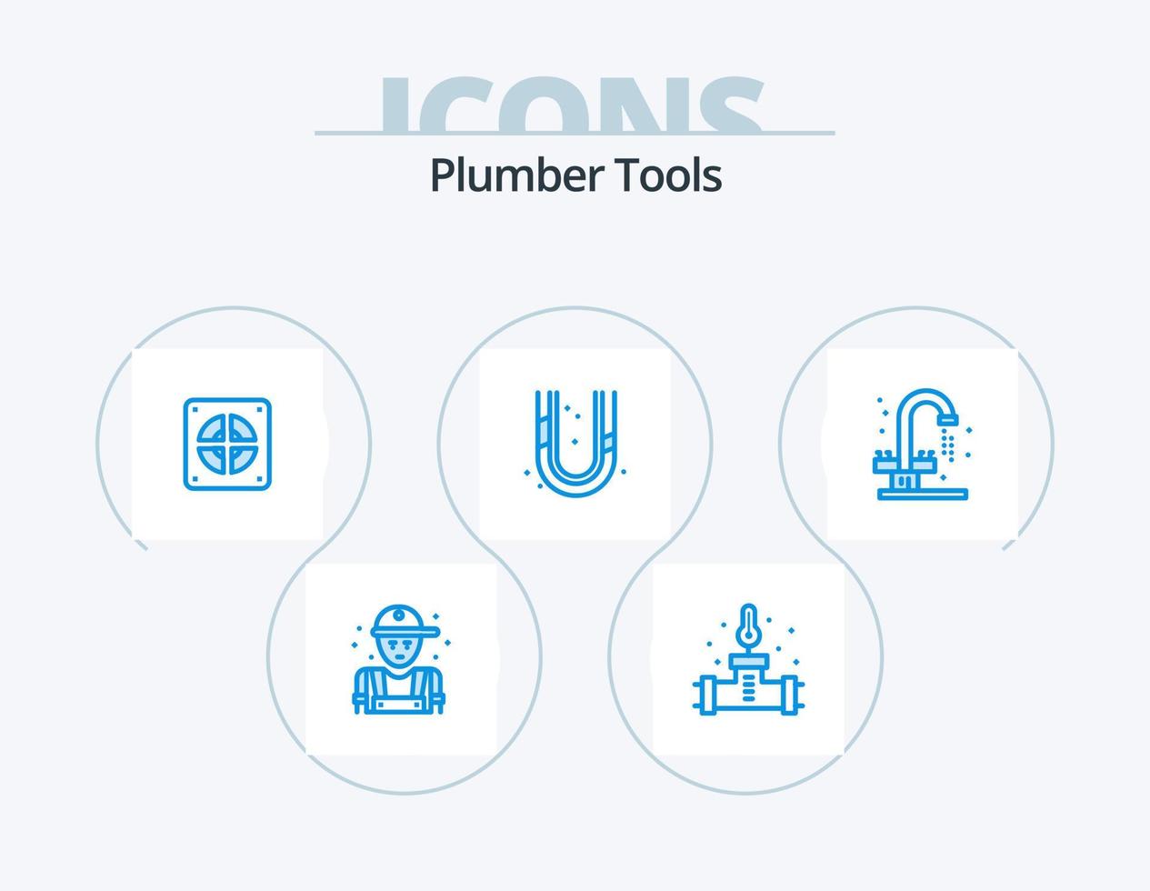 Plumber Blue Icon Pack 5 Icon Design. bathroom. plumber. temperature. pipes. plumbing vector