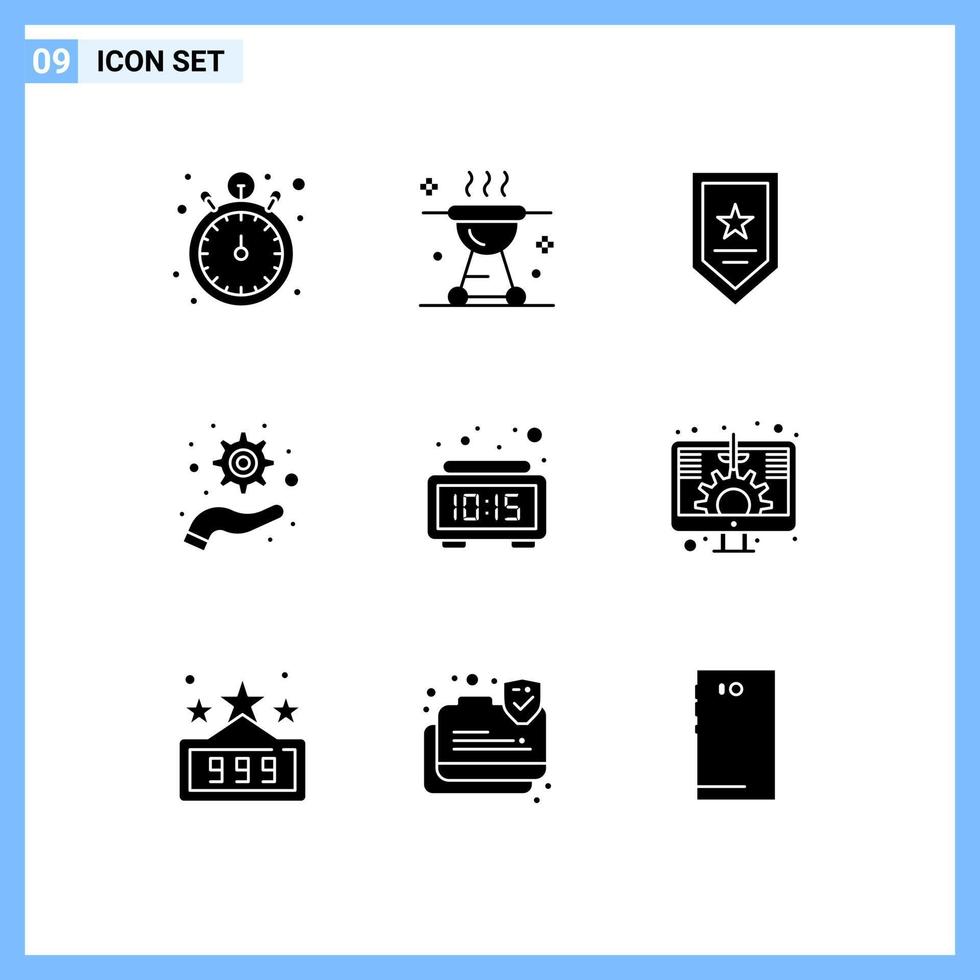 conjunto de 9 iconos de interfaz de usuario modernos signos de símbolos para soporte de reloj ganador de optimización de carne elementos de diseño vectorial editables vector