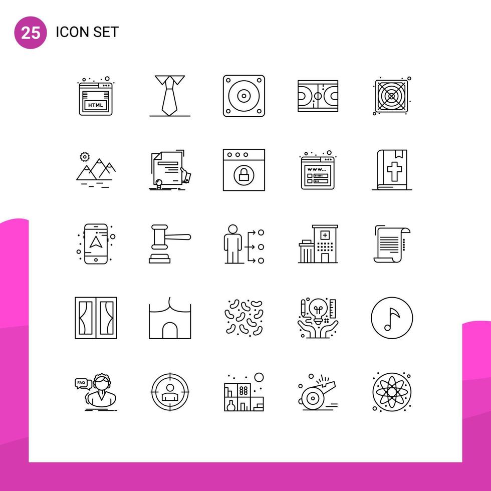 Group of 25 Lines Signs and Symbols for supply hardware fan olympic ground Editable Vector Design Elements