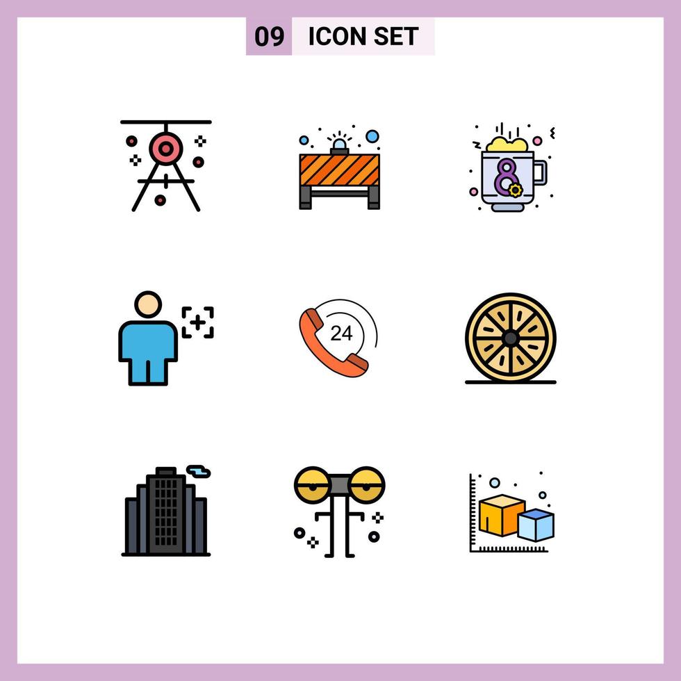 Stock Vector Icon Pack of 9 Line Signs and Symbols for recognition human red light body tea Editable Vector Design Elements