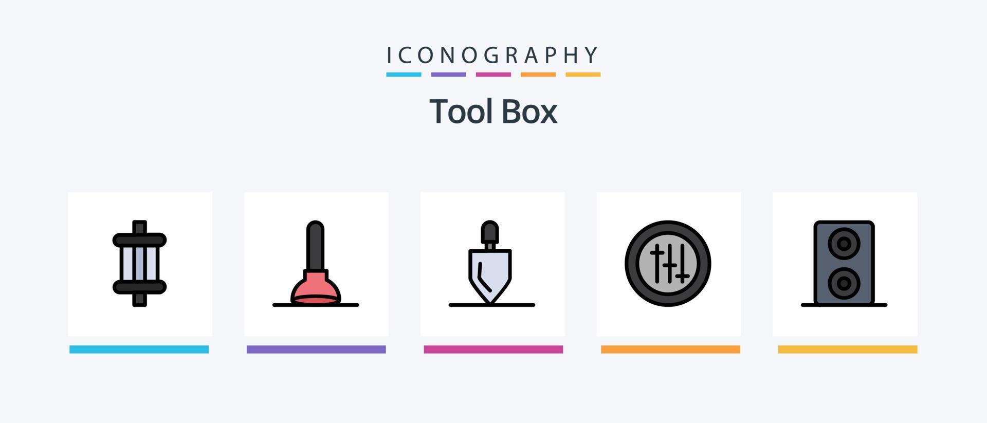 la línea de herramientas llenó el paquete de 5 íconos que incluye . tinta. herramientas. cepillar. diseño de iconos creativos vector