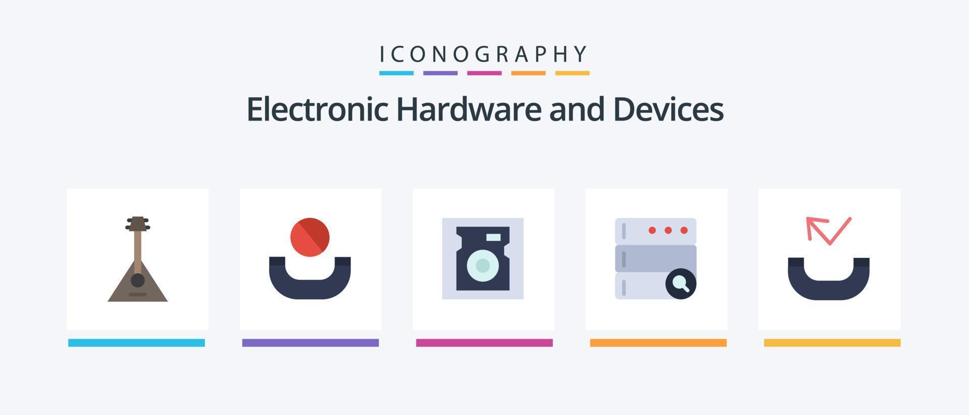 Devices Flat 5 Icon Pack Including . missed. disk. call. search. Creative Icons Design vector