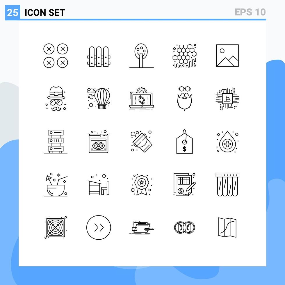 Universal Icon Symbols Group of 25 Modern Lines of picture twitter nature viscous honey Editable Vector Design Elements