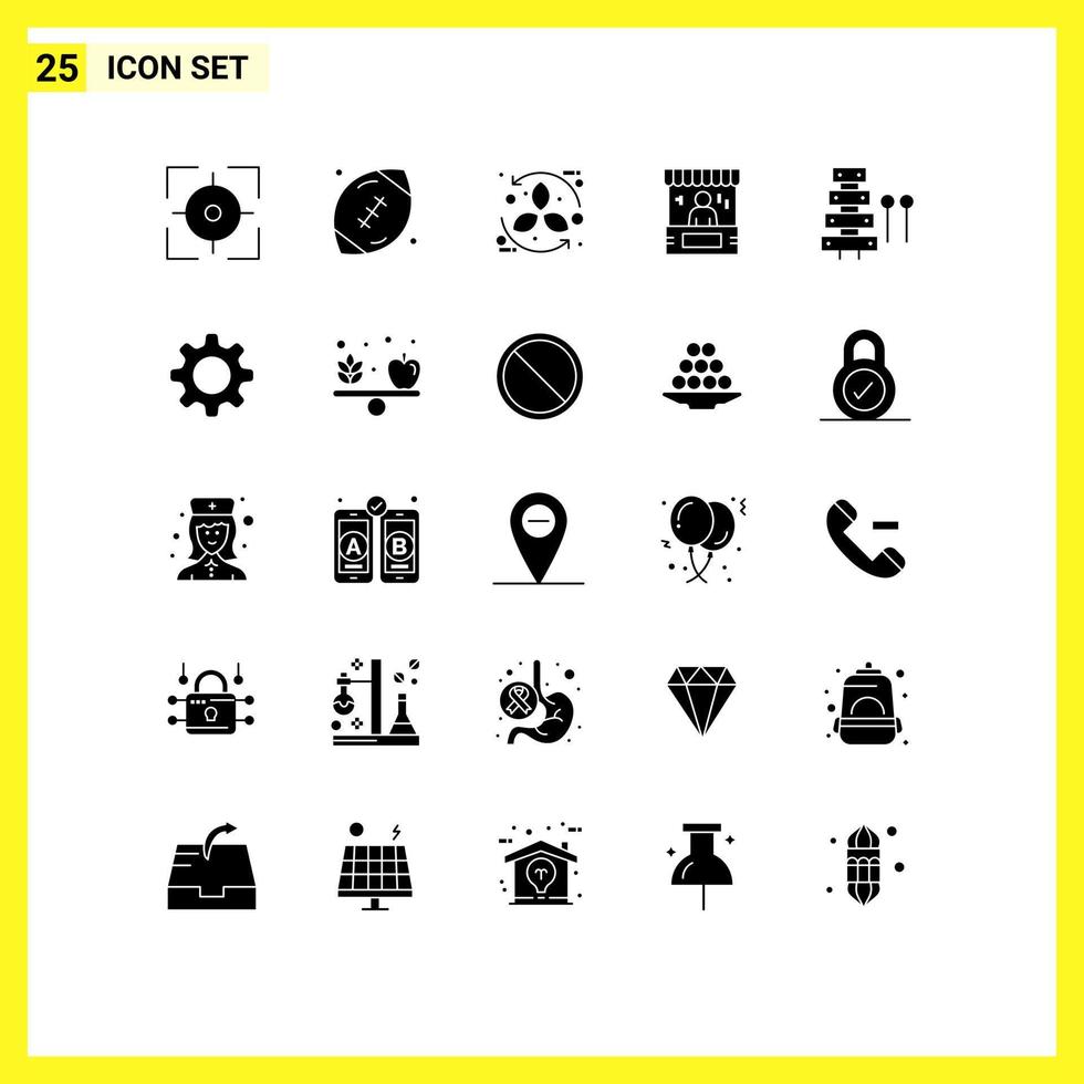 25 Creative Icons Modern Signs and Symbols of commerce bag rugby advertising leaf Editable Vector Design Elements