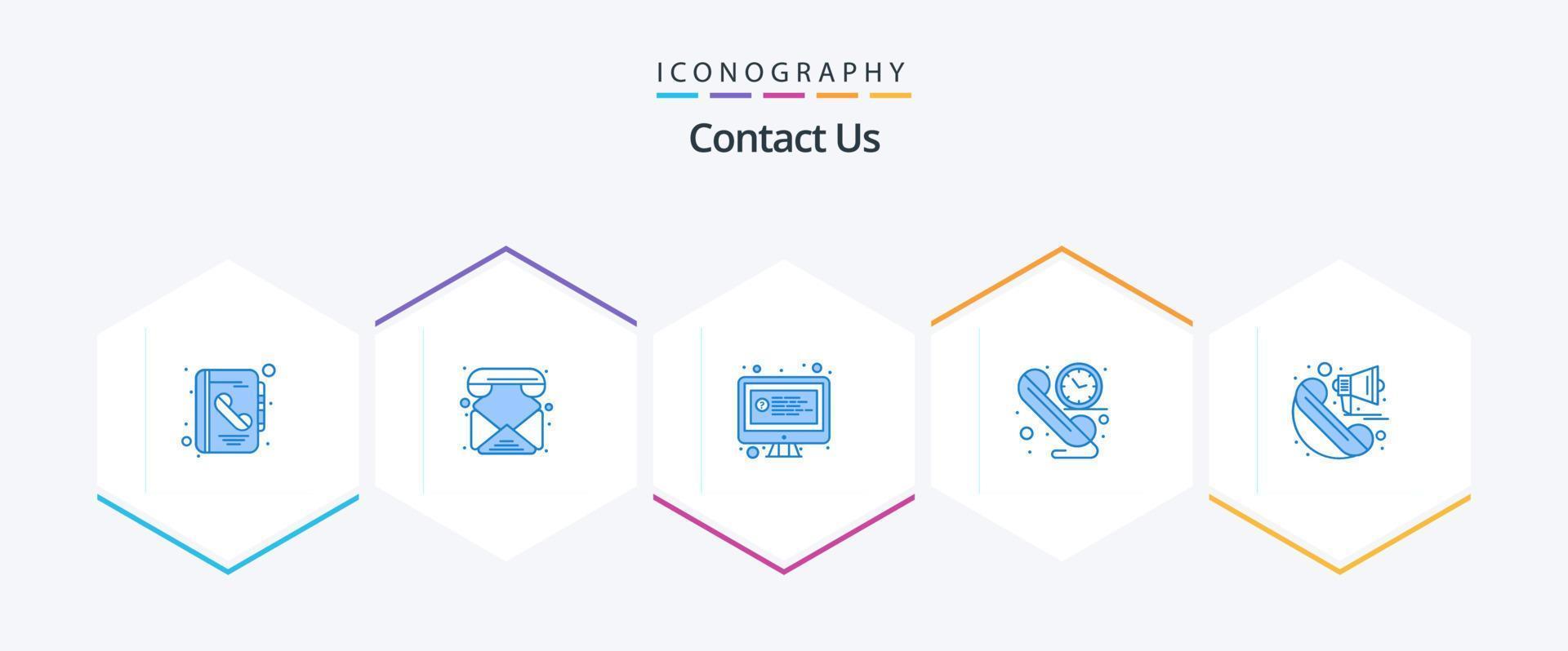 Contact Us 25 Blue icon pack including call. time. computer. contact. call vector