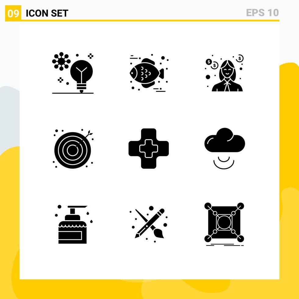 9 Universal Solid Glyphs Set for Web and Mobile Applications web seo debt search teacher Editable Vector Design Elements