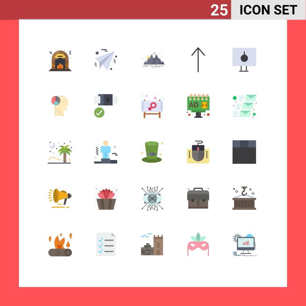 Group of 25 Modern Flat Colors Set for password lock nature up water Editable Vector Design Elements