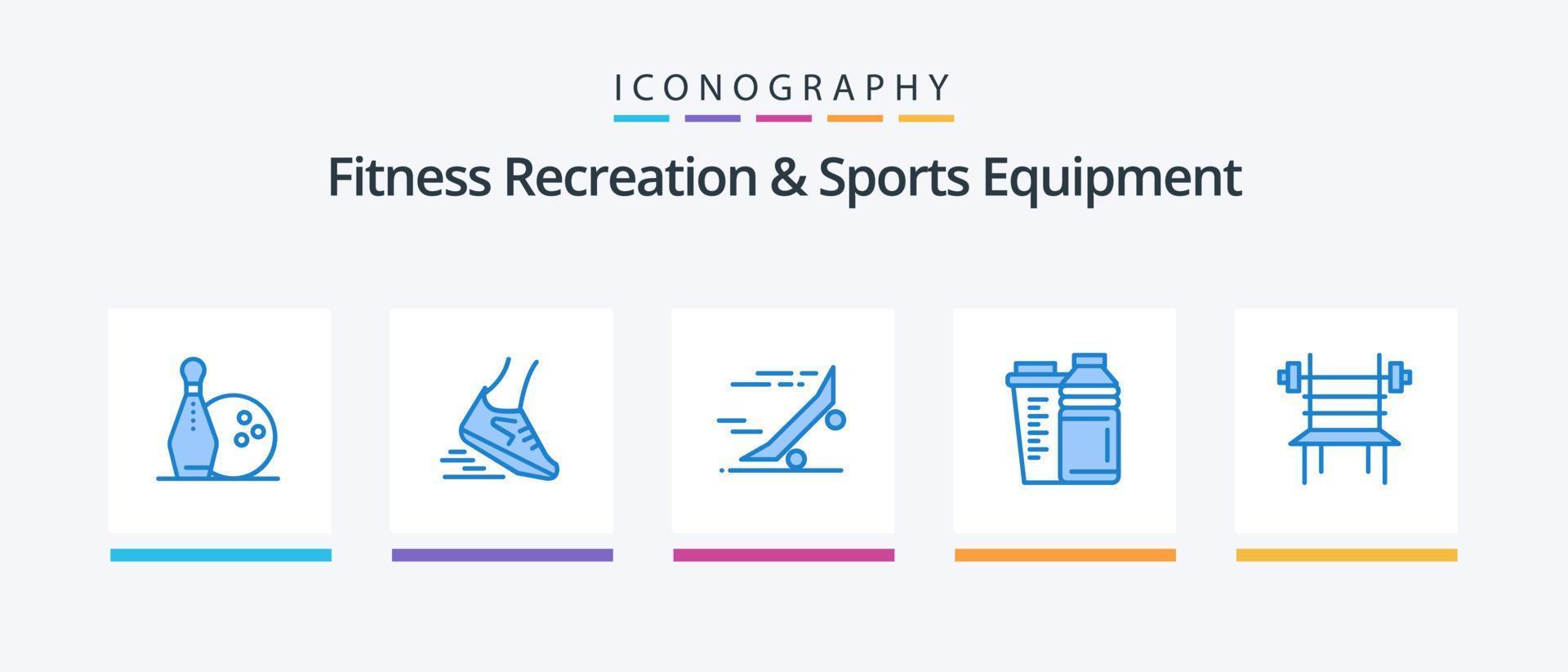 Fitness Recreation And Sports Equipment Blue 5 Icon Pack Including shaker. drink. running. bottle. skate board. Creative Icons Design vector