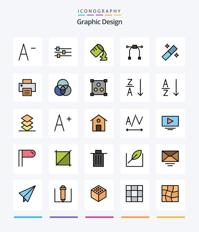 paquete de iconos rellenos de 25 líneas de diseño creativo, como resumen. color. diseño. círculos imprimir vector