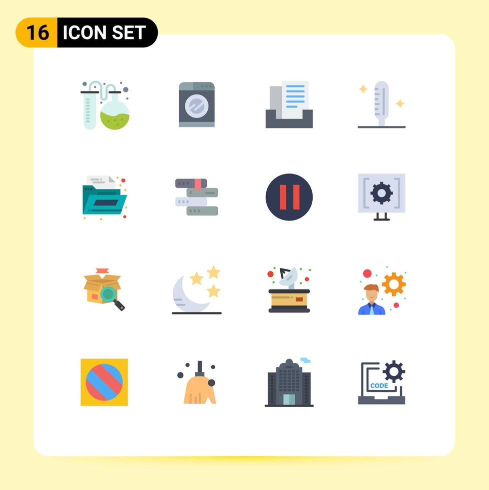 Set of 16 Modern UI Icons Symbols Signs for office document email thermometer fever Editable Pack of Creative Vector Design Elements