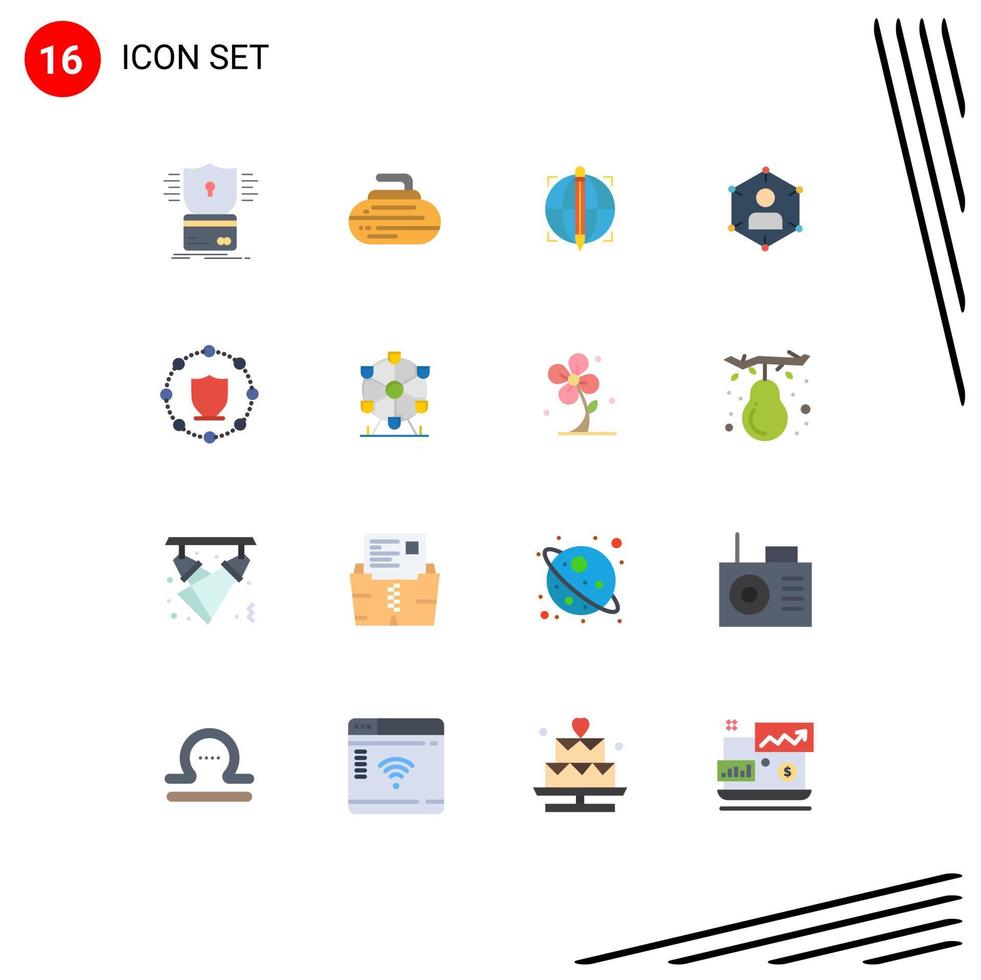 16 Flat Color concept for Websites Mobile and Apps personal network sport communication success Editable Pack of Creative Vector Design Elements