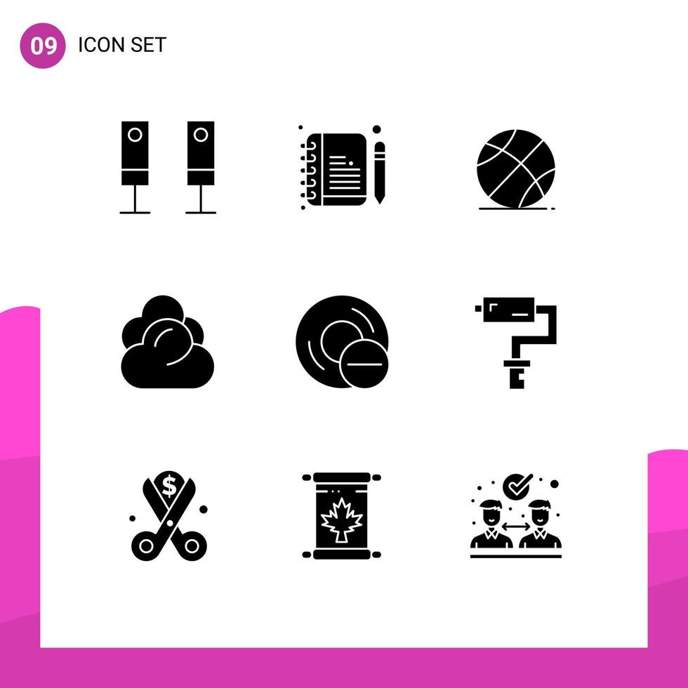 Modern Set of 9 Solid Glyphs and symbols such as disc computers sports storage cloud Editable Vector Design Elements