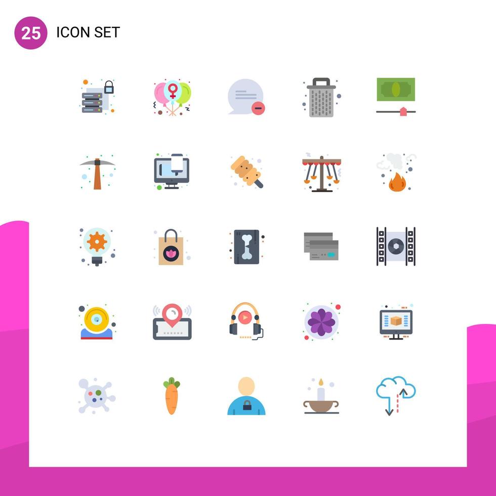 Set of 25 Modern UI Icons Symbols Signs for credit garbage chat delete basket Editable Vector Design Elements