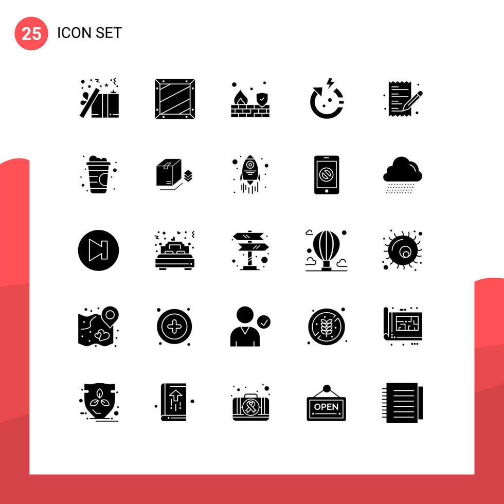 conjunto de 25 iconos modernos de la interfaz de usuario símbolos signos para el desarrollo del poder mundial flecha seguridad elementos de diseño vectorial editables vector