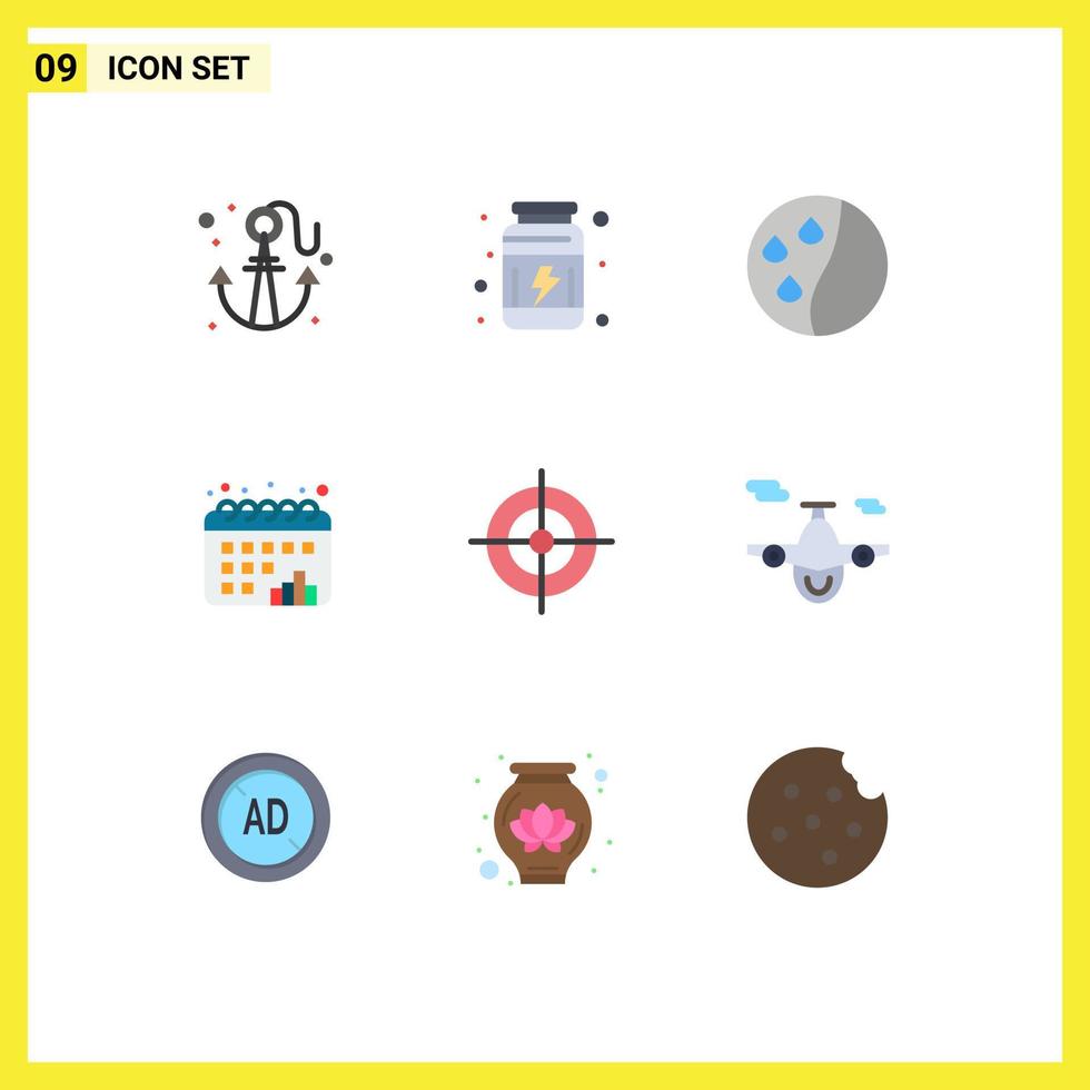 9 Thematic Vector Flat Colors and Editable Symbols of target aim hair conditioning graph chart Editable Vector Design Elements