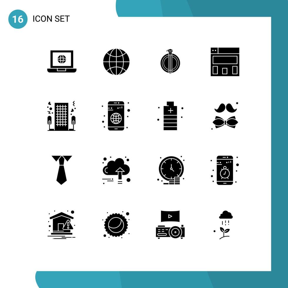 16 Solid Glyph concept for Websites Mobile and Apps romance hotel success heart graphics design Editable Vector Design Elements
