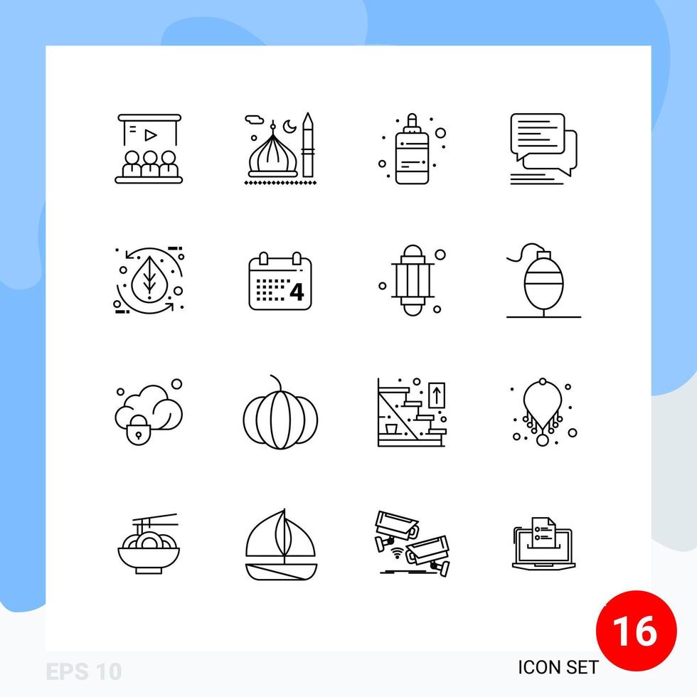 16 concepto de esquema para sitios web móviles y aplicaciones comunicación sms elementos de diseño vectorial editables de tinta de chat musulmán vector