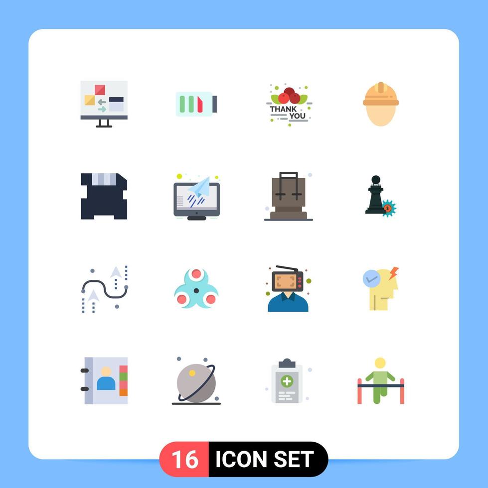 16 Flat Color concept for Websites Mobile and Apps labour helmet simple day thanksgiving Editable Pack of Creative Vector Design Elements