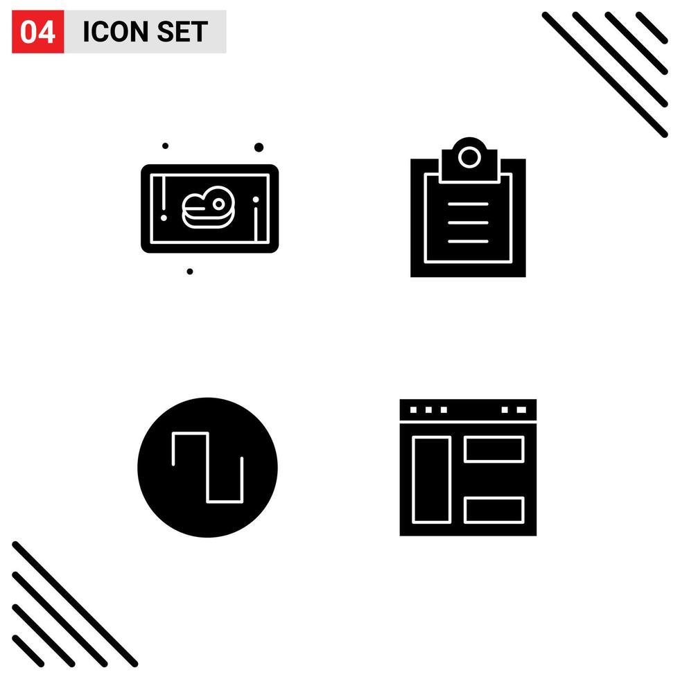 4 Creative Icons Modern Signs and Symbols of beef browser checklist sound webpage Editable Vector Design Elements