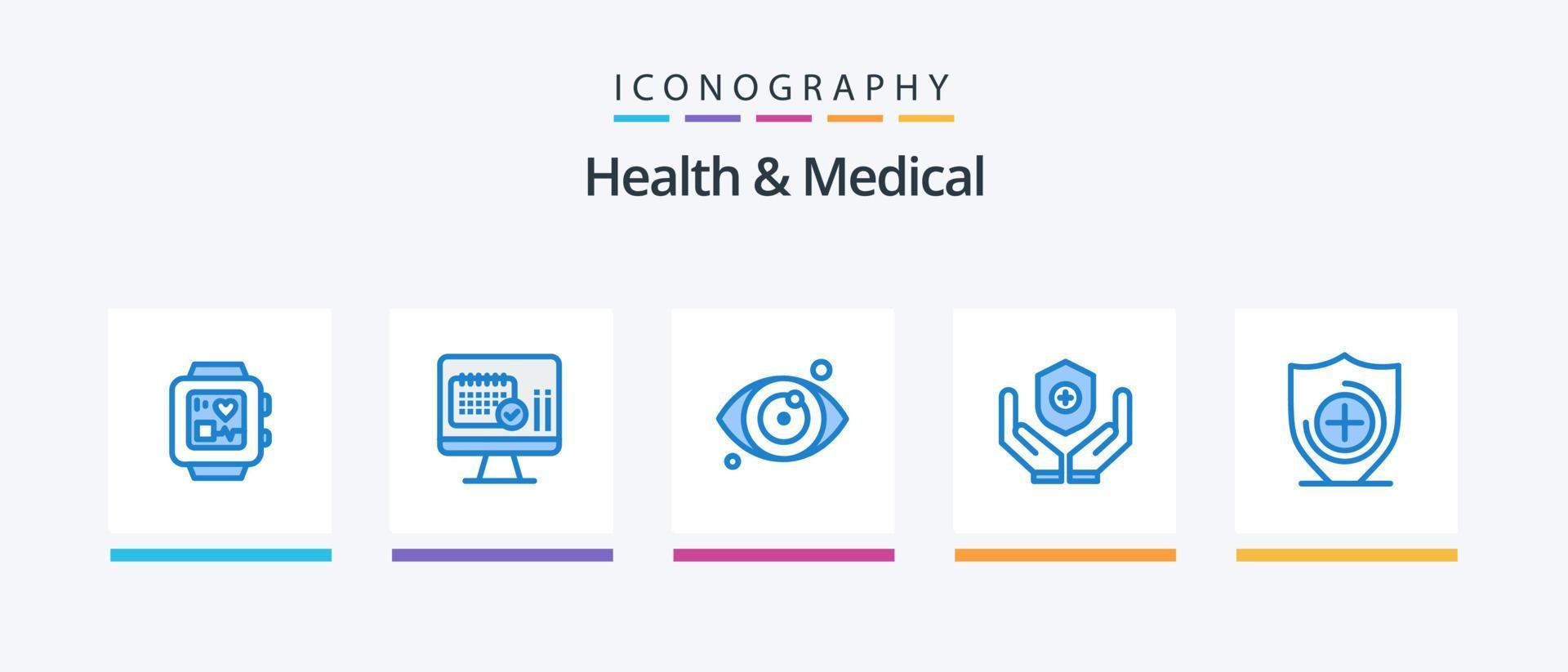 Health And Medical Blue 5 Icon Pack Including . healthcare. eye. medical. shield. Creative Icons Design vector