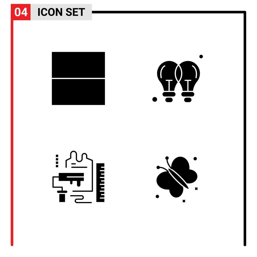 Set of 4 Modern UI Icons Symbols Signs for grid roller idea business scale Editable Vector Design Elements