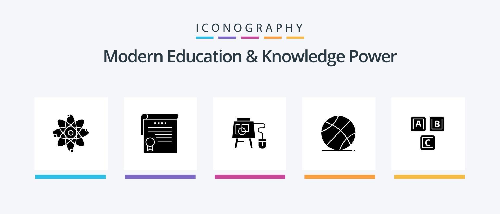 Modern Education And Knowledge Power Glyph 5 Icon Pack Including blocks. education. mouse. game. ball. Creative Icons Design vector
