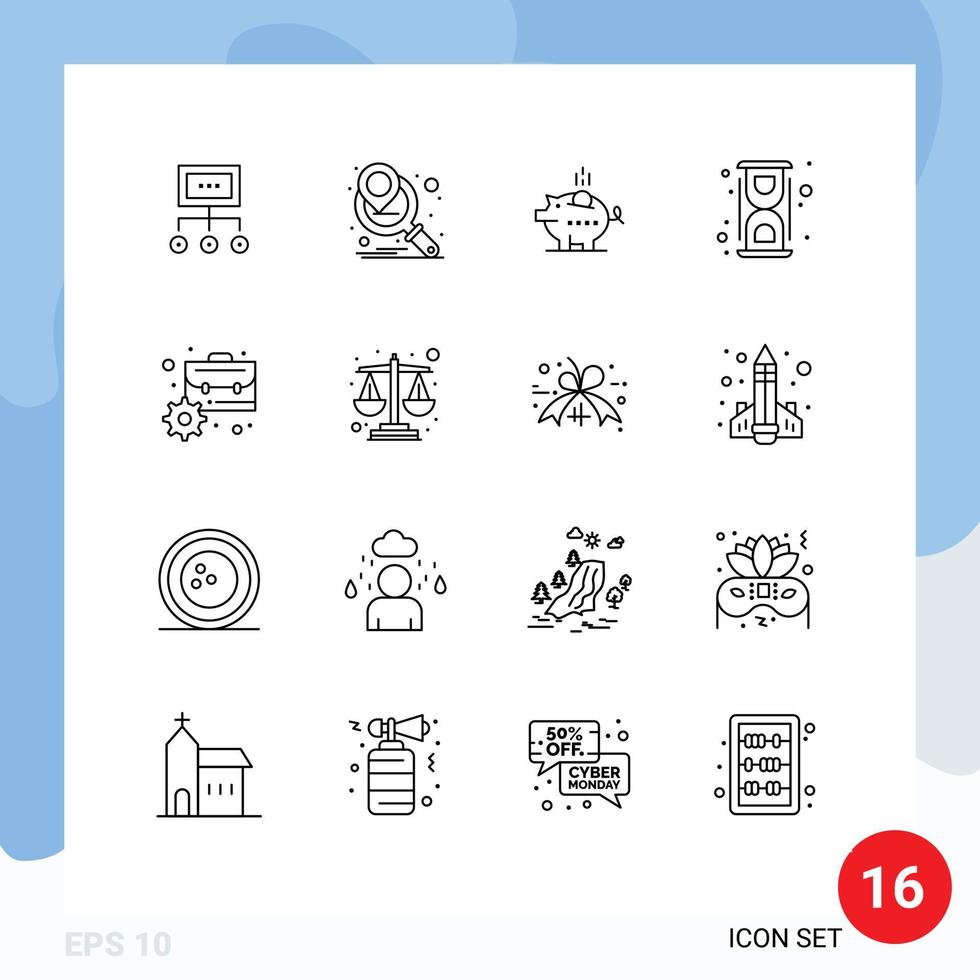 Pack of 16 creative Outlines of lab savings marketing campaign safe economy Editable Vector Design Elements