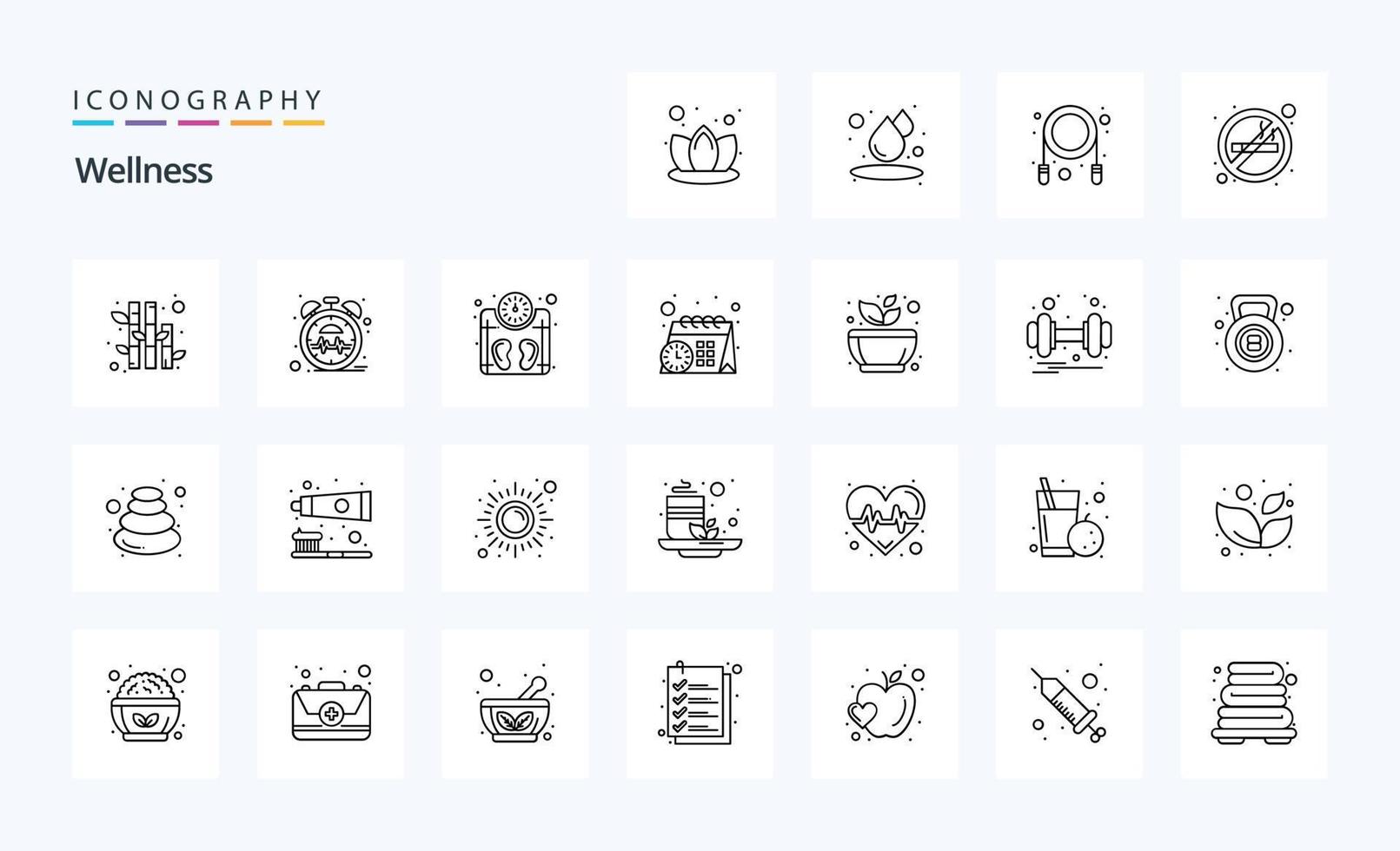 25 Wellness Line icon pack vector