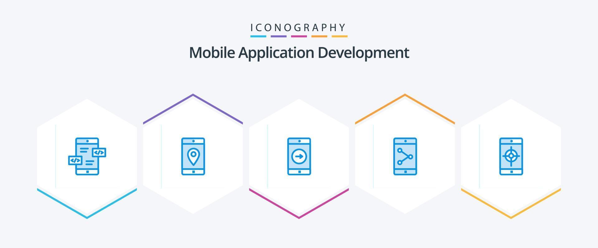 Mobile Application Development 25 Blue icon pack including mobile. mobile application. map. mobile. mobile application vector