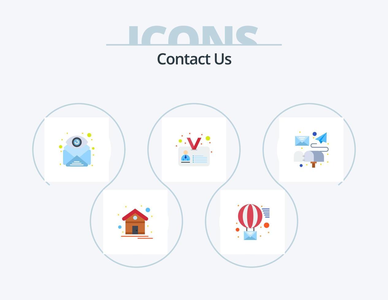 Contact Us Flat Icon Pack 5 Icon Design. box. identity. attachment. identification. view vector