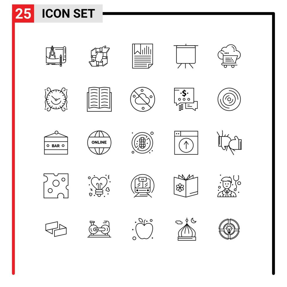 Stock Vector Icon Pack of 25 Line Signs and Symbols for board paper collaboration page bookmark Editable Vector Design Elements