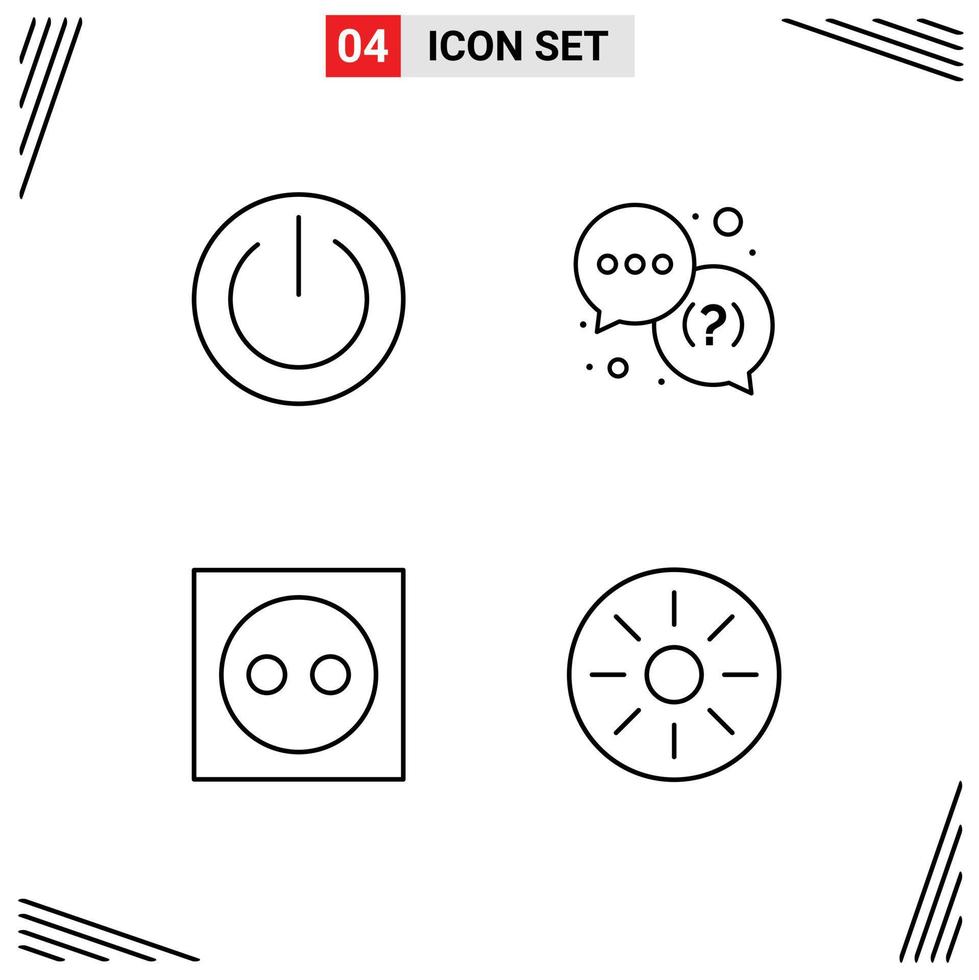 Modern Set of 4 Filledline Flat Colors and symbols such as basic apartment power question electricity Editable Vector Design Elements