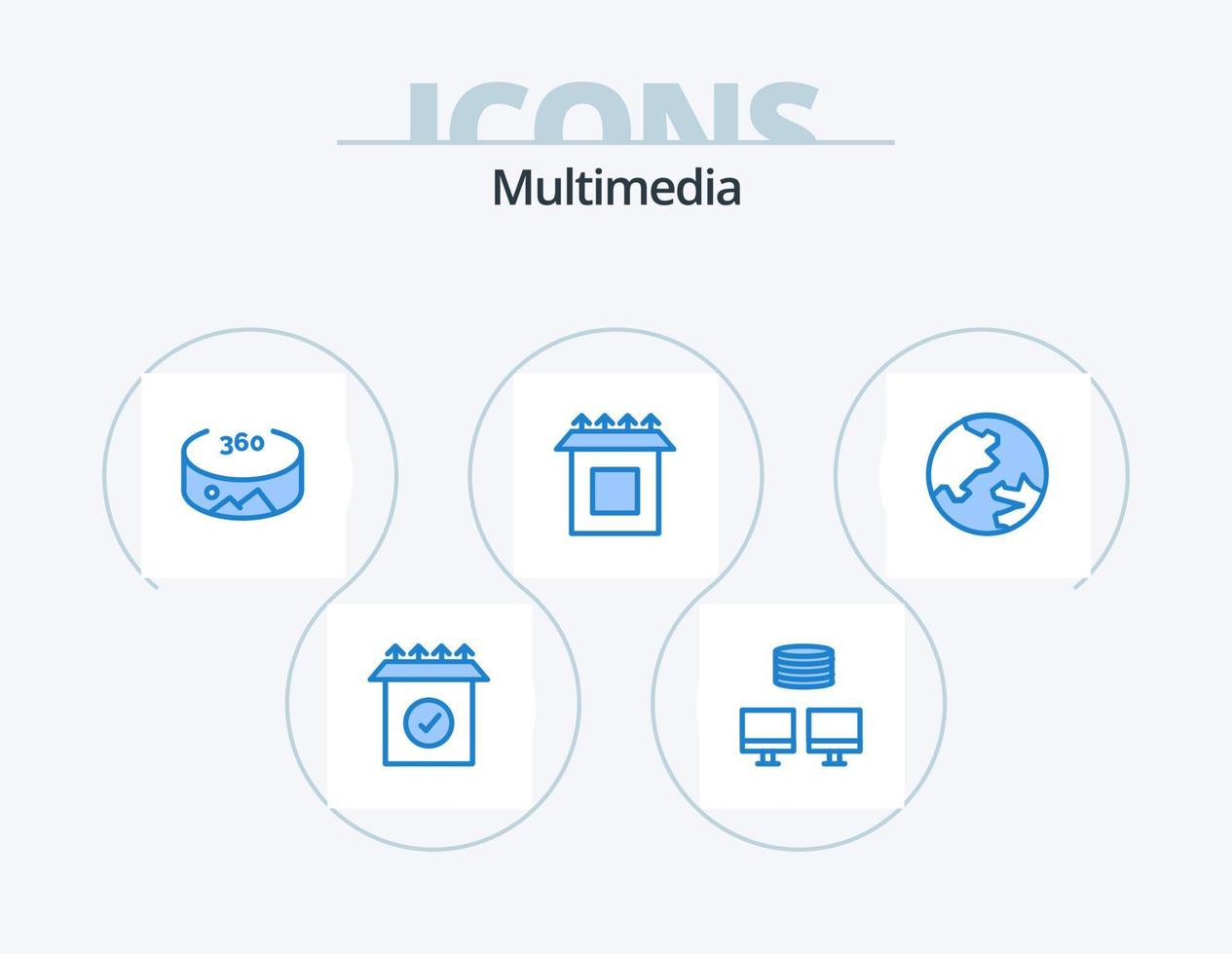 paquete de iconos azul multimedia 5 diseño de iconos. . caja. . educación vector