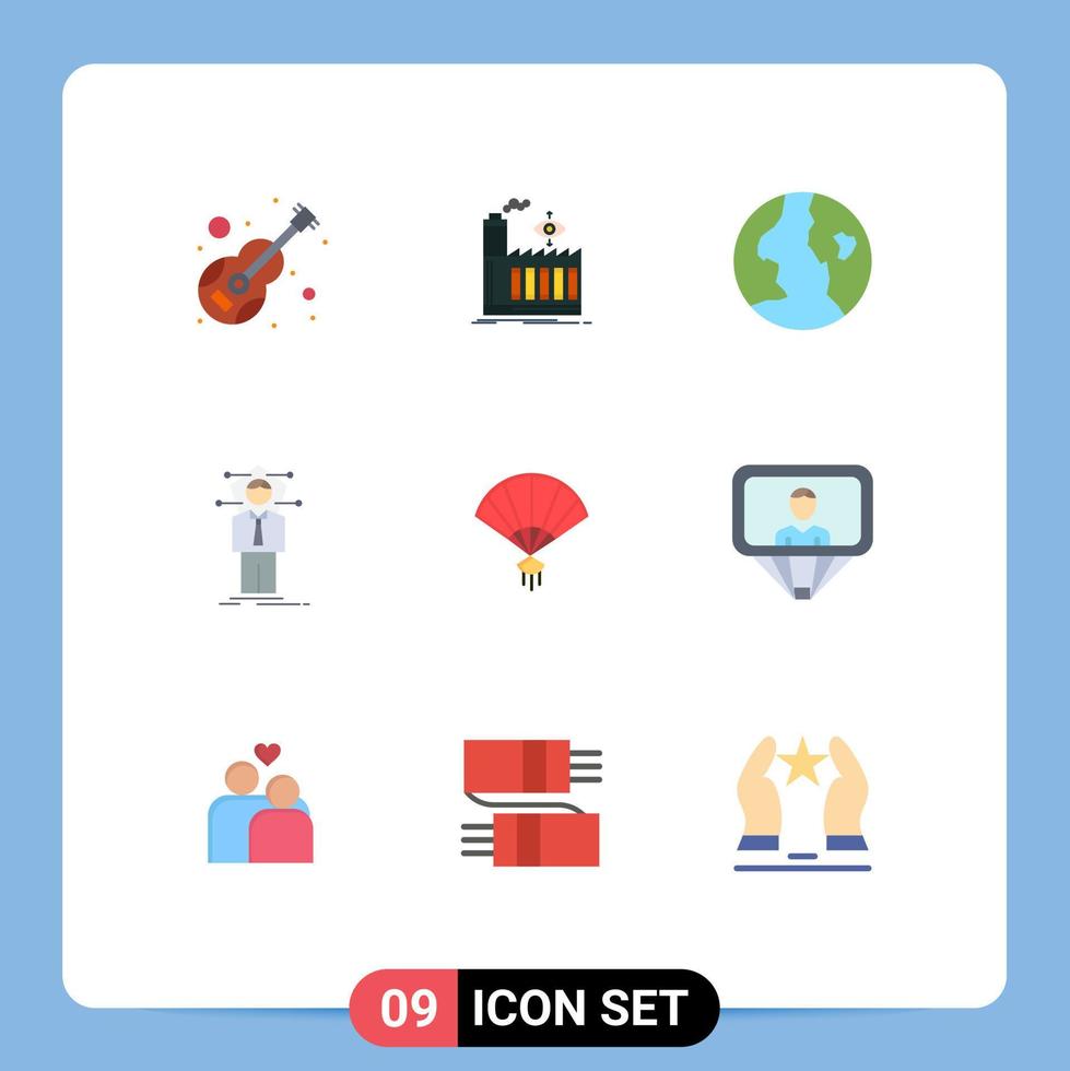 Modern Set of 9 Flat Colors Pictograph of fan network smoke human business Editable Vector Design Elements