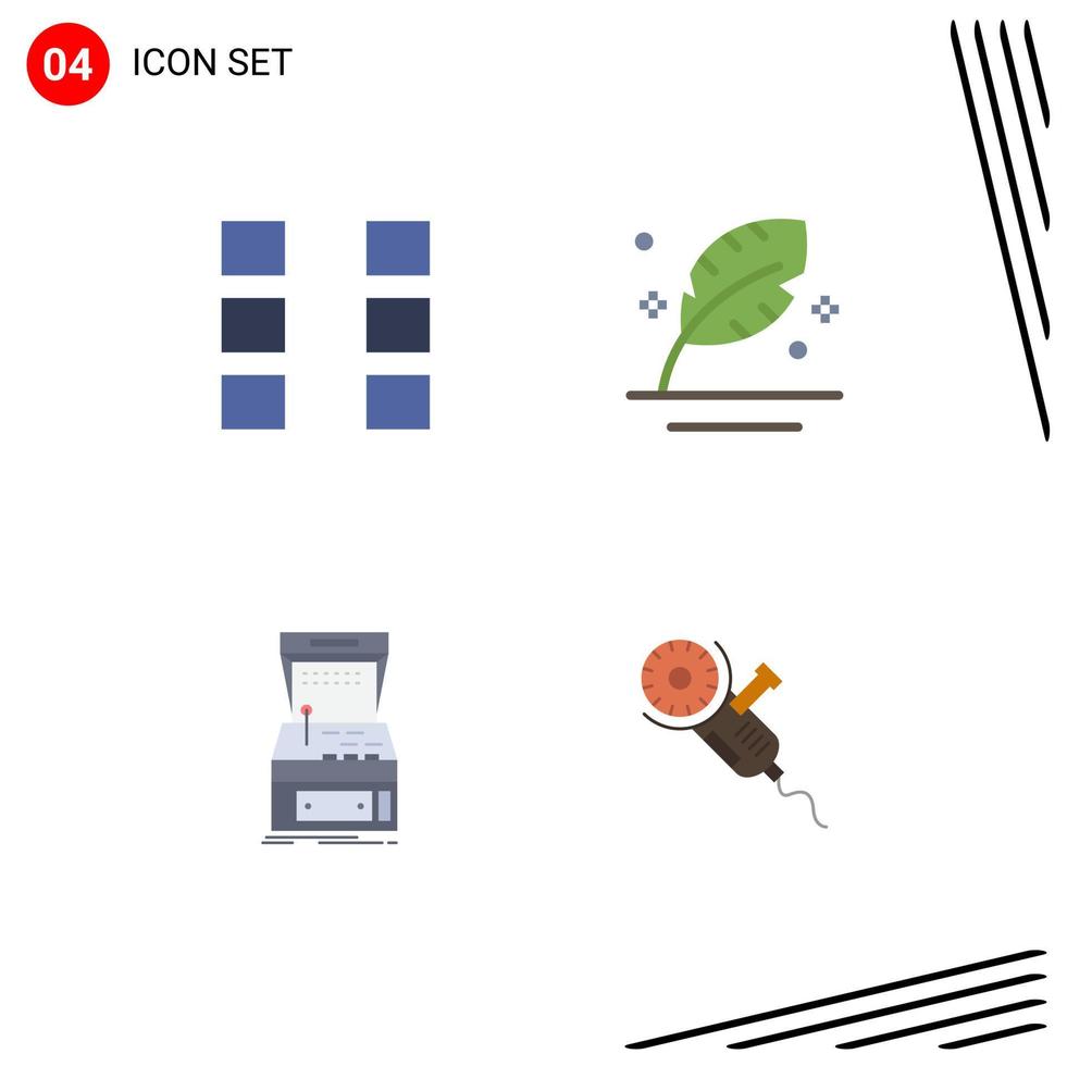 Pack of 4 creative Flat Icons of layout arcade wireframe pen game Editable Vector Design Elements