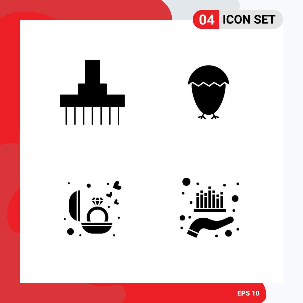 Group of 4 Modern Solid Glyphs Set for combine engagement rural easter present Editable Vector Design Elements