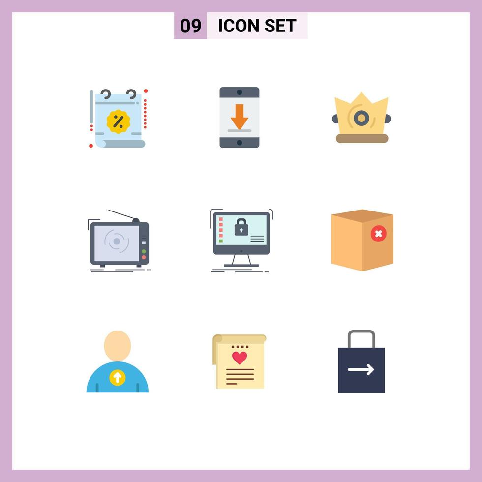 9 Flat Color concept for Websites Mobile and Apps television ad download tv king Editable Vector Design Elements