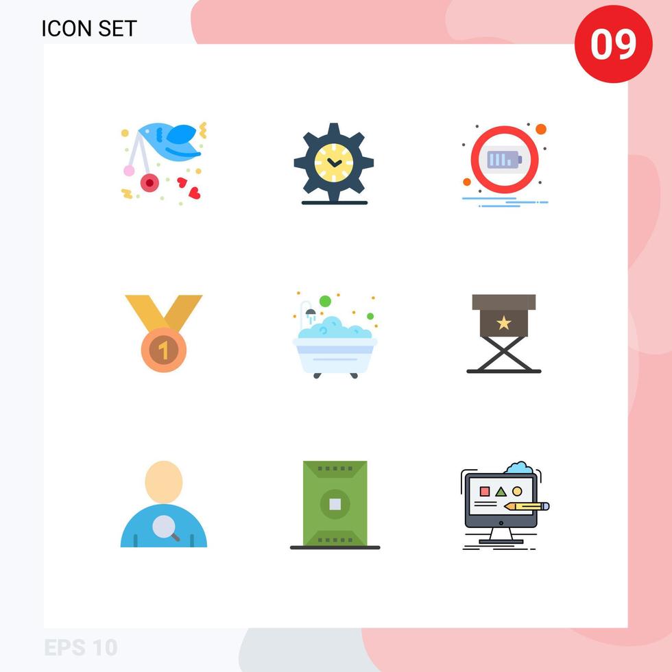 paquete de iconos de vector de stock de 9 signos y símbolos de línea para reloj de premio de medalla lograr elementos de diseño de vector editables de notificación