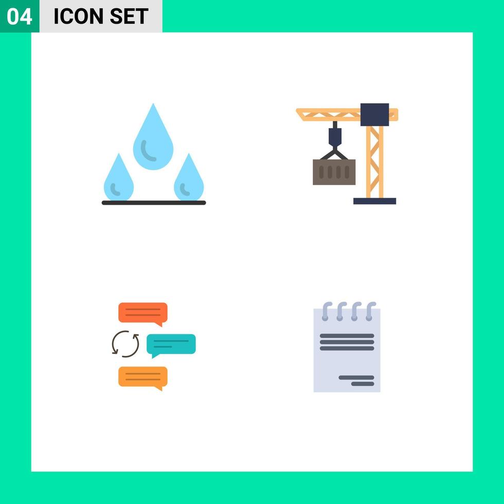 Editable Vector Line Pack of 4 Simple Flat Icons of drops conversation cargo shipping auto Editable Vector Design Elements