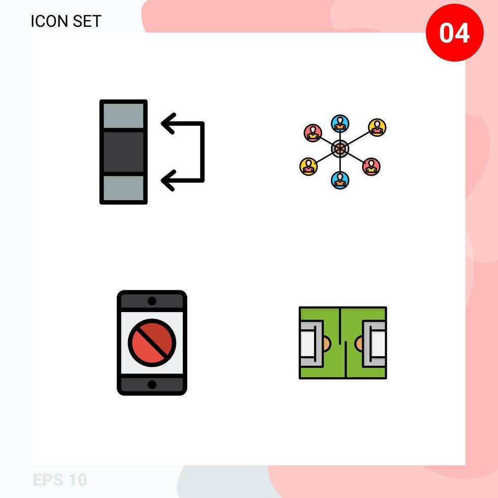 4 Thematic Vector Filledline Flat Colors and Editable Symbols of data devices wlan group mobile Editable Vector Design Elements