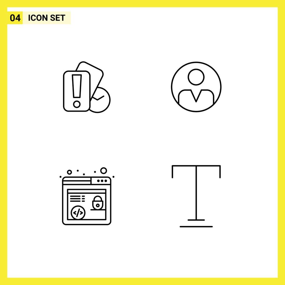 Group of 4 Modern Filledline Flat Colors Set for card marketing referee profile font Editable Vector Design Elements