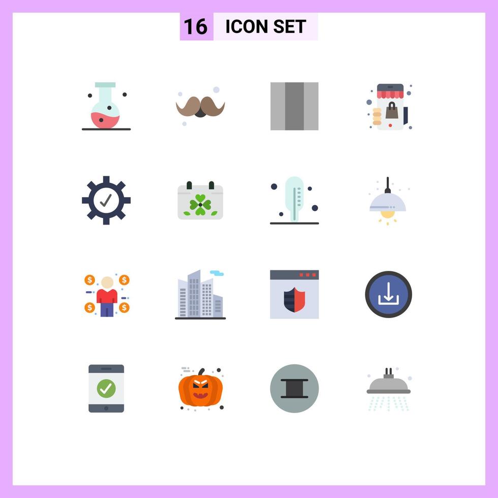 16 Flat Color concept for Websites Mobile and Apps security shopping fathers day shopping marketplace Editable Pack of Creative Vector Design Elements