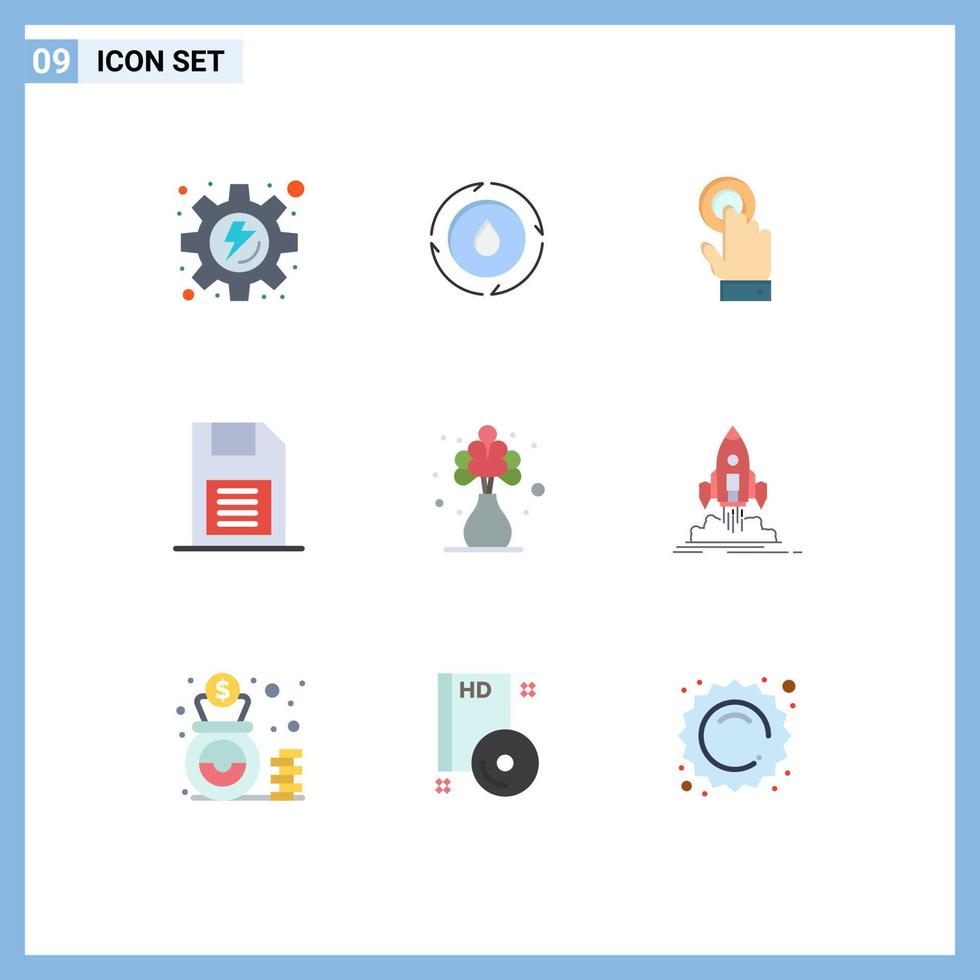 9 Universal Flat Color Signs Symbols of living storage device touchscreen sd card memory chip Editable Vector Design Elements