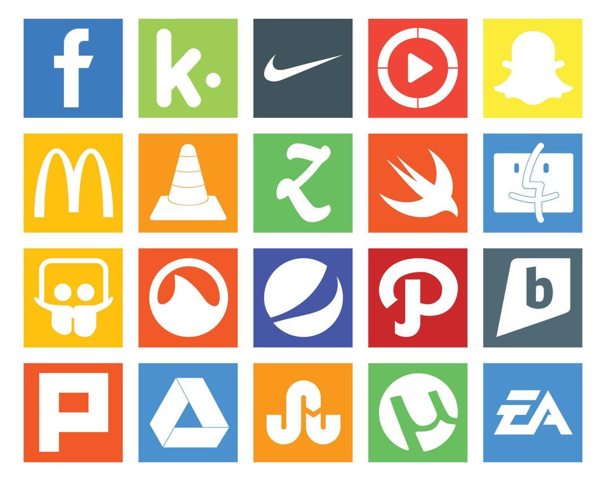 20 Social Media Icon Pack Including brightkite pepsi media grooveshark finder vector