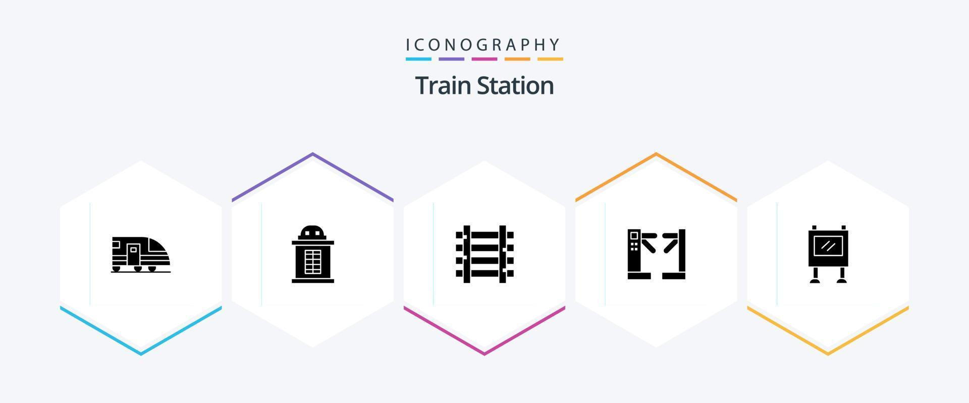 Train Station 25 Glyph icon pack including billboard. advertisement. station. underground. control vector