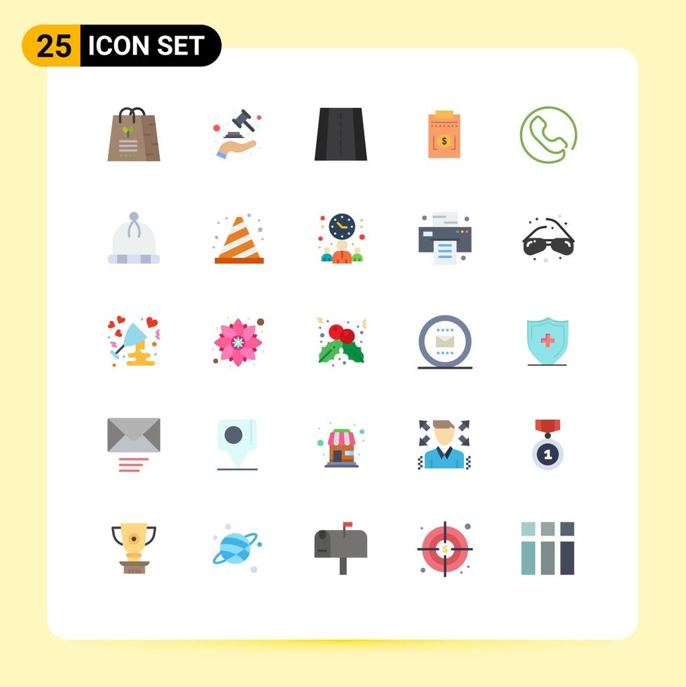 Set of 25 Commercial Flat Colors pack for call money lawyer dollar expense Editable Vector Design Elements