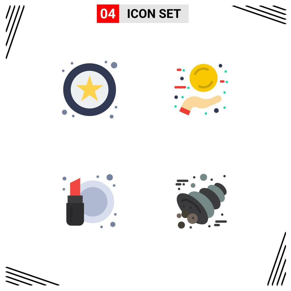 Group of 4 Modern Flat Icons Set for online cosmetics new tag autumn Editable Vector Design Elements