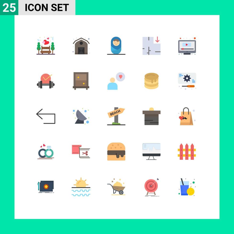 User Interface Pack of 25 Basic Flat Colors of healthcare youtube boy screen computer Editable Vector Design Elements