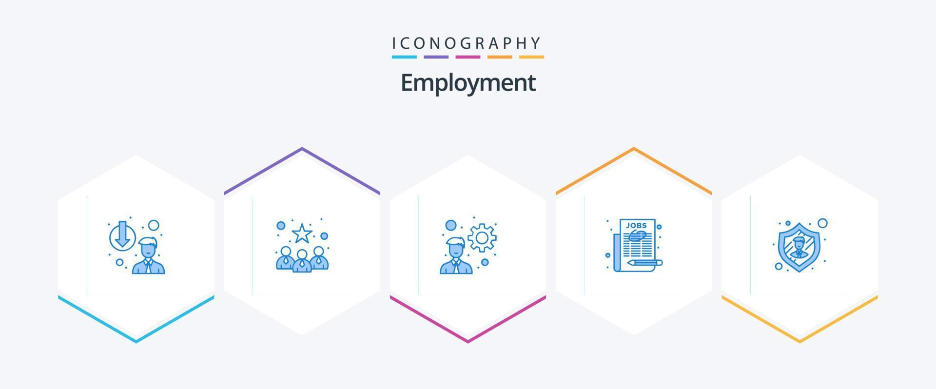 paquete de iconos azules de empleo 25 que incluye seguridad. empleado. desarrollador. seleccionar trabajo. trabajo vector