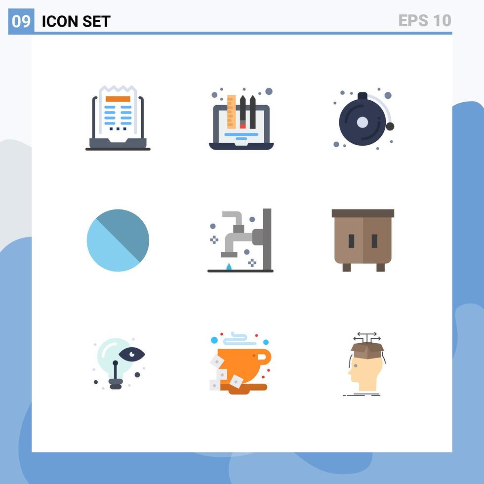 Set of 9 Commercial Flat Colors pack for bath no laptop forbidden school Editable Vector Design Elements